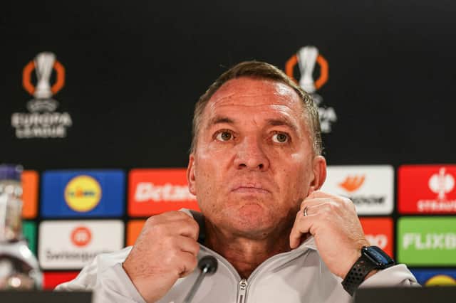 Celtic manager Brendan Rodgers during a press conference at Celtic Park ahead of the Europa League match against Braga. (Photo by Craig Williamson / SNS Group)