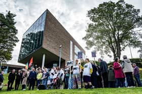 Forth Valley College staff and students protesting against the threatened closure of its Alloa campus last month (Picture: John Devlin)