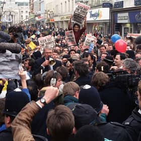 In 1992, the then Prime Minister John Major stood on a soapbox with a loudspeaker to address people in the street as he campaigned ahead of the general election (Picture: Adam Butler)