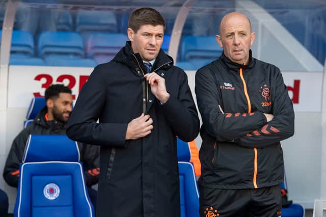 Rangers manager Steven Gerrard (left) with assistant Gary McAllister at Ibrox in October, 2019. (Photo by Alan Harvey / SNS Group)