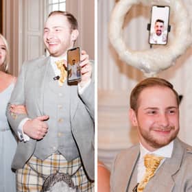 Ross Evans during the wedding at Hopetoun House in South Queensferry when Drew Hoffman was livestreamed from LA.