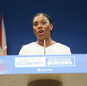 Conservative Party leader Kemi Badenoch delivers her keynote speech to the Conservative Party Conference at the Manchester Central Convention Complex.