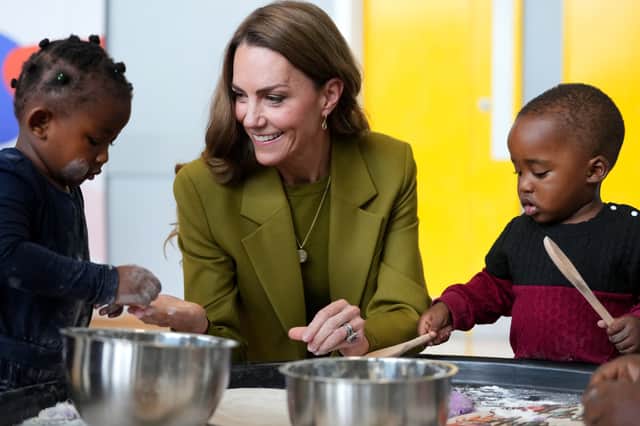Catherine, Princess of Wales plays with children as she visits the charity Home-Start Oxford (Picture: Kirsty Wigglesworth/pool)