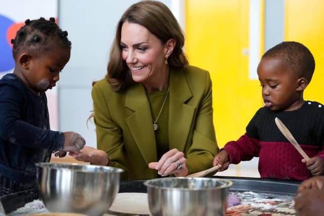 Catherine, Princess of Wales plays with children as she visits the charity Home-Start Oxford (Picture: Kirsty Wigglesworth/pool)
