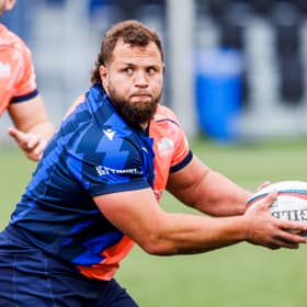 Pierre Schoeman training at Hive Stadium ahead of Edinburgh's home match against Benetton on Friday. 