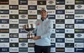 Jack McDonald shows off the trophy after winning the Tartan Pro Tour’s Trump International Tour Championship presented by Gym Rental Company