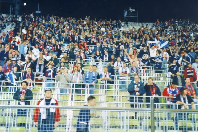 Raith Rovers fans pictured in the Olympiastadion in Munich on October 31, 1995.
