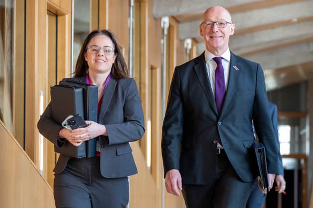 First Minister John Swinney and Deputy First Minister Kate Forbes (left)  Photo credit: Jane Barlow/PA Wire