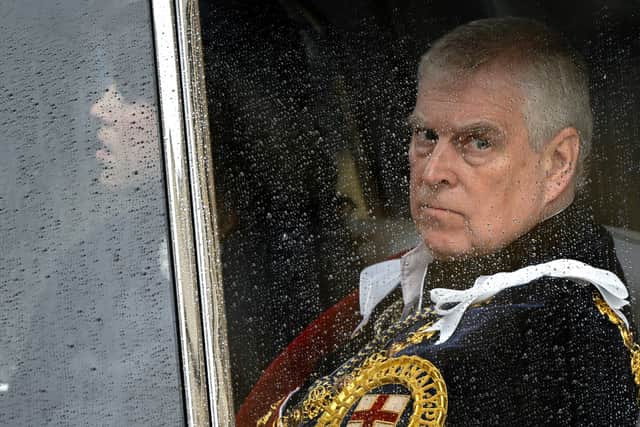 Prince Andrew departs Westminster Abbey, London, following the Coronation of King Charles III and Queen Camilla.