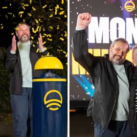 Scottish civil servant Mark Crawford, with his wife Clair, is told he had become an instant millionaire from a £15 Omaze entry.