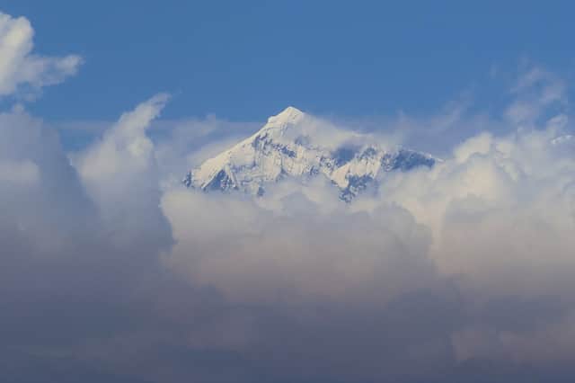 The summit of Mount Everest as photographed from a helicopter. Earlier this month American ski mountaineer Jim Morrison became the first person to make a ski descent of the North Face via its notorious Hornbein Couloir.