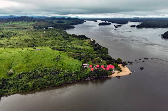 Aerial view shows a degraded area of the Amazon rainforest (Photo by CARLOS FABAL/AFP via Getty Images)