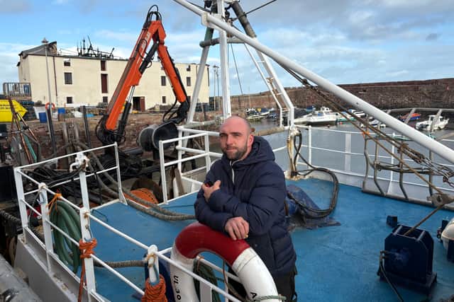 Fisherman Sam Mason was working in the storehouse when the fire alarm went off