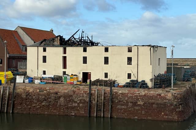 The roof of the 400-year-old building has been completely ravaged by the fire, as well as the top floor workshops used by fishermen 