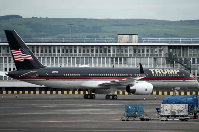 Donald Trump's private jet at Prestwick Airport
