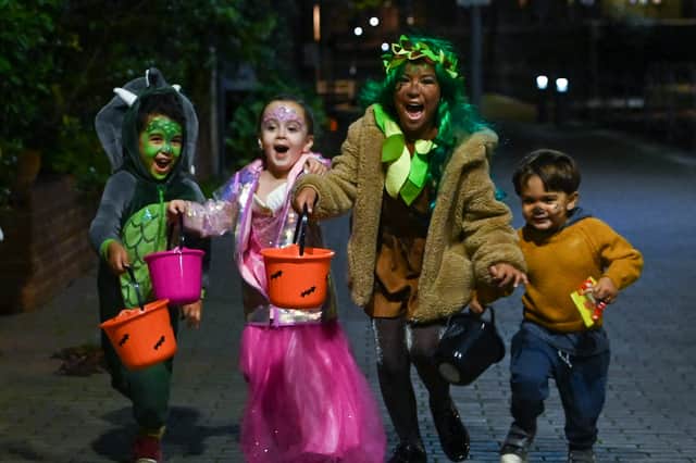 Children trick-or-treating on Halloween