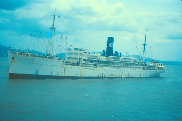 The Hilary passenger cargo liner where the couple met