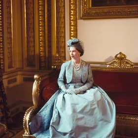 Her Majesty Queen Elizabeth II dressed for Princess Margaret's wedding in 1960. By Sir Cecil Beaton.