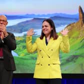 Deputy First Minister Kate Forbes, seen with John Swinney at the SNP conference last month, suggested party members should avoid talking publicly about the future currency of an independent Scotland (Picture: Jeff J Mitchell)