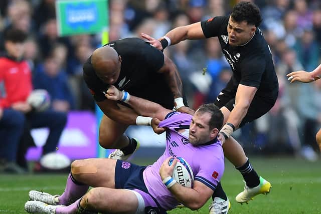 Scotland hooker Fraser Brown in action against New Zealand in 2022.