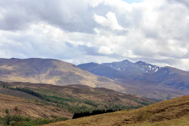 The mountains from Glen Roy in springtime in the Scottish Highlands