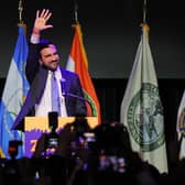 New York City Mayoral candidate Zohran Mamdani celebrates during an election night event 
