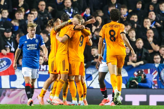 Rangers were beaten 2-0 by Roma at Ibrox.