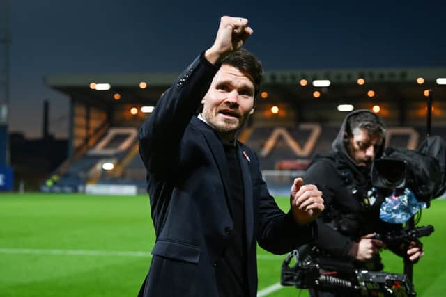 Rangers head coach Danny Rohl at full time after the 3-0 win over Dundee at Dens Park. (Photo by Rob Casey / SNS Group)