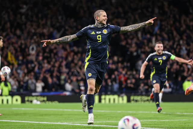 Scotland's Lyndon Dykes celebrates as he scores to make it 3-1 over Greece at Hampden last month. (Photo by Craig Williamson / SNS Group)