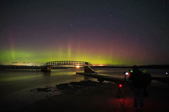The Northern Lights on view over Belhaven bridge in Dunbar.