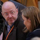 Green MSP Patrick Harvie and SNP minister Mairi McAllan, pictured last year