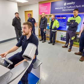 Essity staff members at its Manchester Trafford Park Mill site visit the health station for onsite checks.