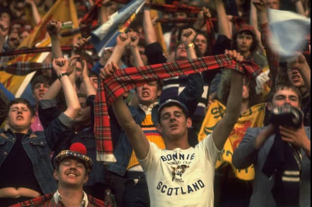 The Tartan Army supporting Scotland during a match at the 1978 World Cup in Argentina.
