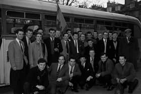 Bruntsfield Rugby Club heading to London to see Scotland play at Twickenham in March 1963.