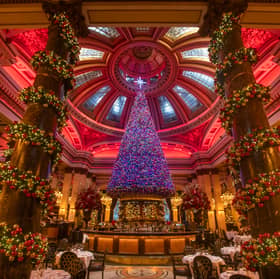 Edinburgh restaurant The Dome's Christmas tree and decorations 2025.