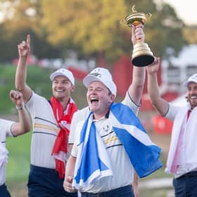 Bob McIntyre celebrates Europe’s win in the 45th Ryder Cup at Bethpage Black in New York 