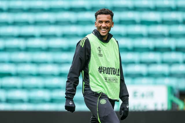 Auston Trusty during a Celtic MD-1 training session at Celtic Park, on November 26, 2025, in Glasgow, Scotland. (Photo by Craig Foy / SNS Group)