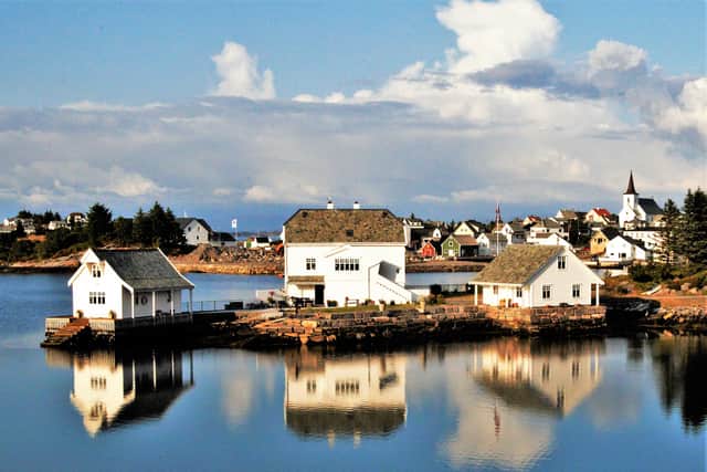 Houses on the waterfront at Fedje, Norway.