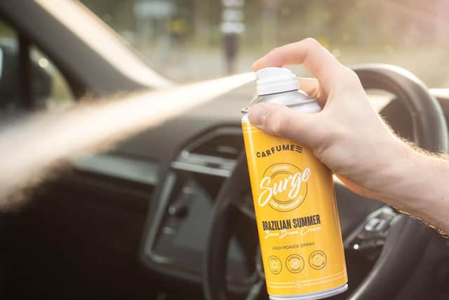 Carfume also sells air-freshening sprays and car detailing products
