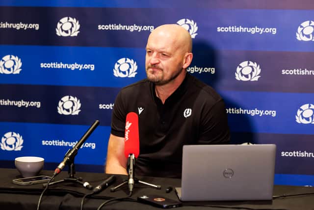 Scotland head coach Gregor Townsend reacts to the World Cup draw.