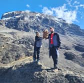 Amos Noble , 8, and his dad, John-William, on Kilimanjaro.