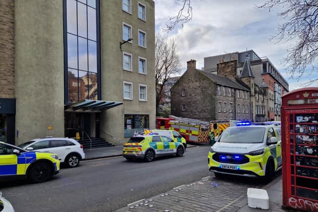 Grassmarket in Edinburgh was closed as fire crews battled a blaze