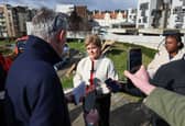 Former Scottish first minister Nicola Sturgeon speaking to media in Edinburgh following her announcement that she will not seek re-election to Holyrood next year