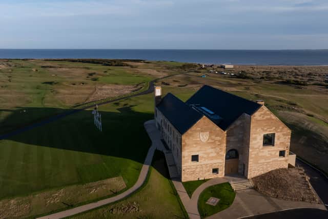 An aerial view of the new clubhouse, which overlooks the Championship Course at Royal Dornoch