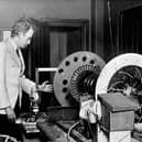 John Logie Baird at his workshop in London, where he held the first public demonstration of television in January 1926. Picture: PA