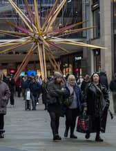 Shoppers outside of St James Quarter in Edinburgh. 