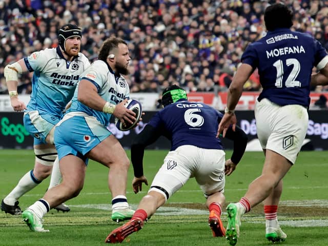 Scotland prop Pierre Schoeman in action against France during the Six Nations match at Stade de France in March this year.