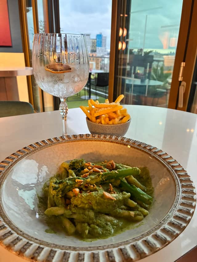 Pasta busiate with almonds and broccoli at Hyatt Place, Whitechapel.