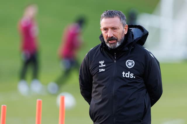 Hearts head coach Derek McInnes during a training session at Oriam, on December 17, 2025, in Edinburgh, Scotland. (Photo by Ross Parker / SNS Group)