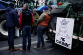 Farmers make a point about Labour's changes to farming inheritance tax rules with caricature of Keir Starmer during a protest in London (Picture: Benjamin Cremel)